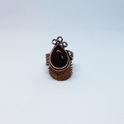 GLY-Y-004-03 Akik Doğal Taşlı Bakır Yüzük