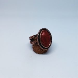 GLY-Y-013-04 Mercan Doğal Taşlı Bakır Yüzük